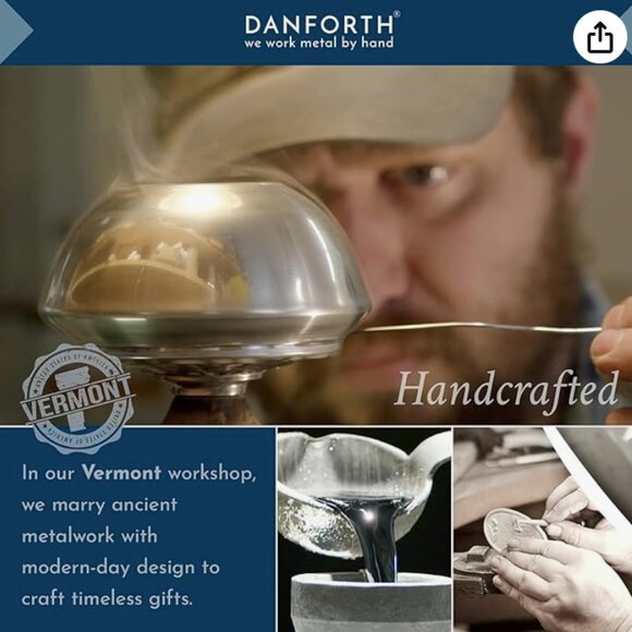 DANFORTH Poinsettia Pewter & Enamel Brooch Red & Green Christmas Signed USA - Picture 7 of 8